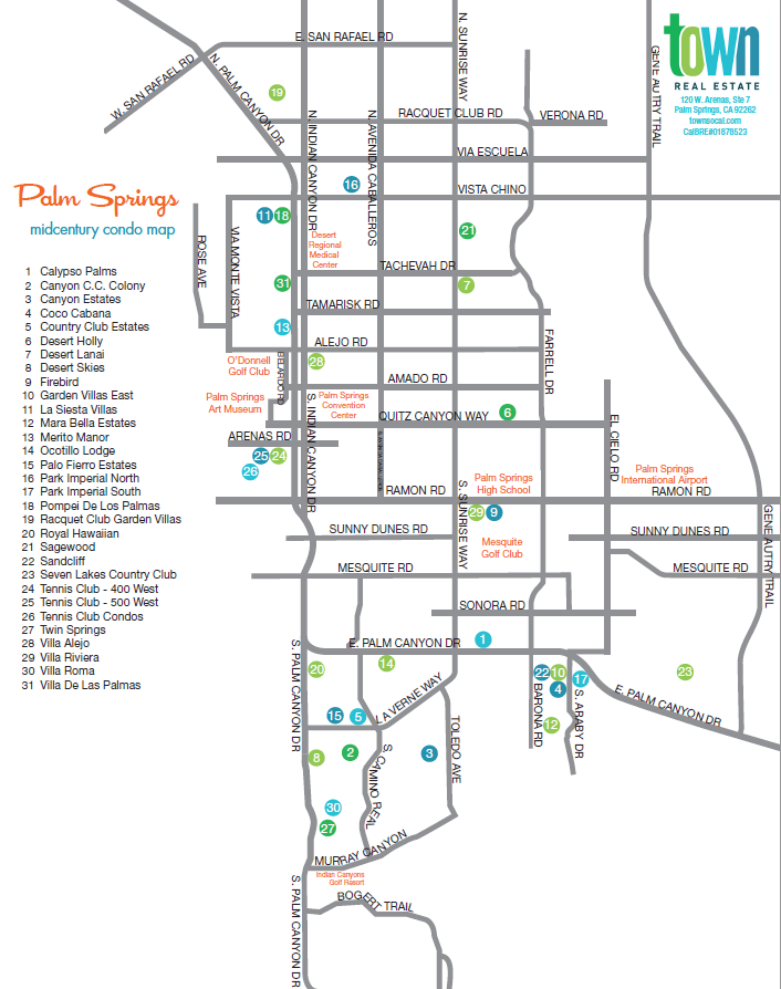 Palm Springs mid-century modern condo map