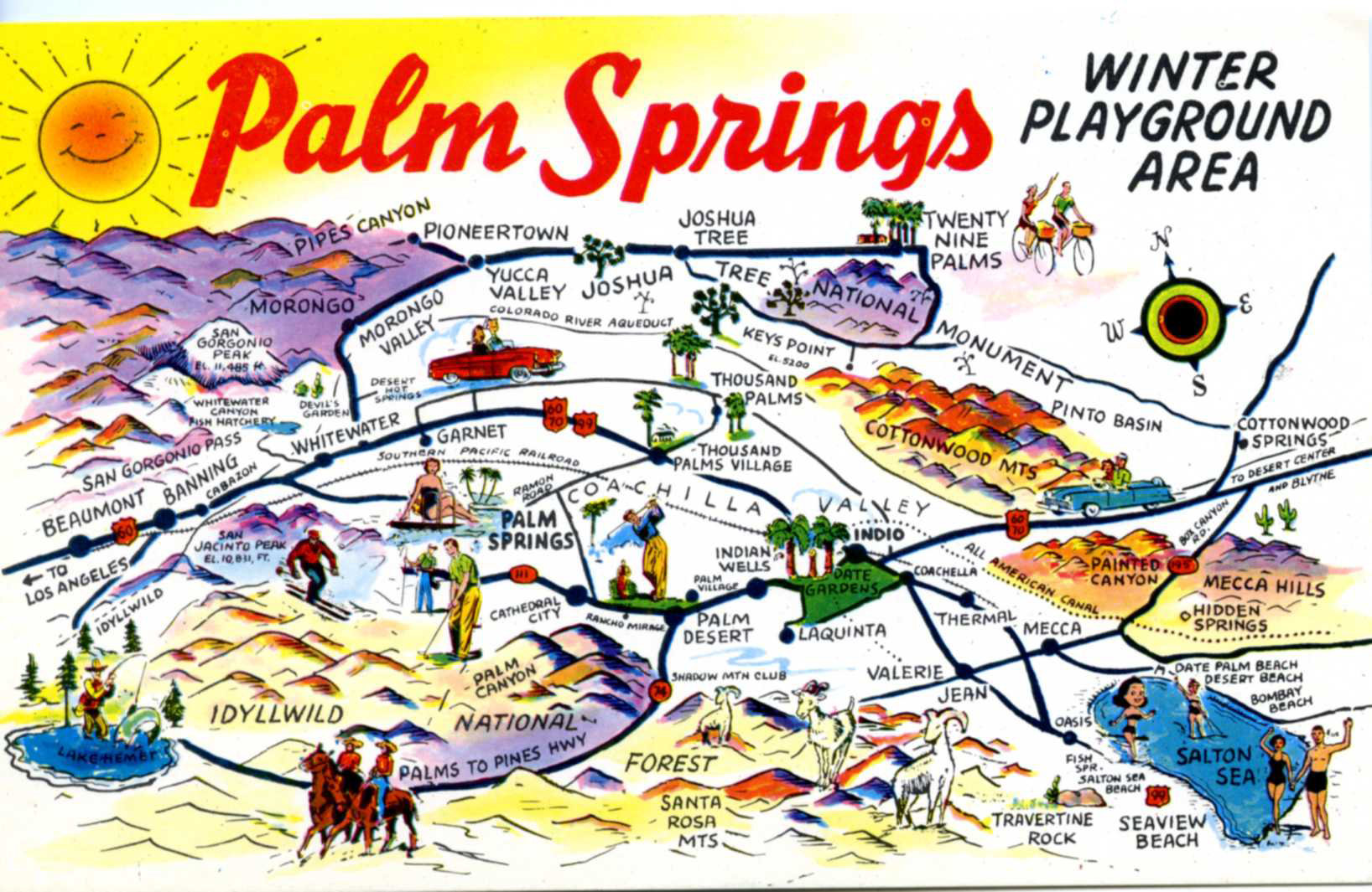 Palm Springs Winter Playground, Vintage Postcard